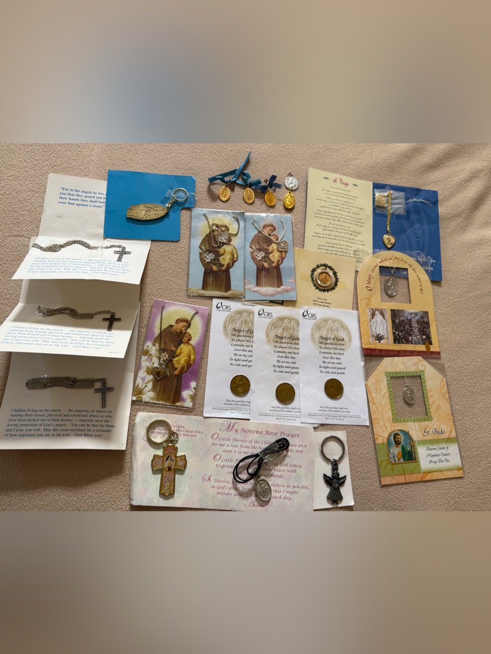 Catholic Religious Lot of 22 St Jude Medals Crosses Prayer Cards Pocket Tokens